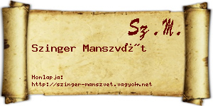 Szinger Manszvét névjegykártya